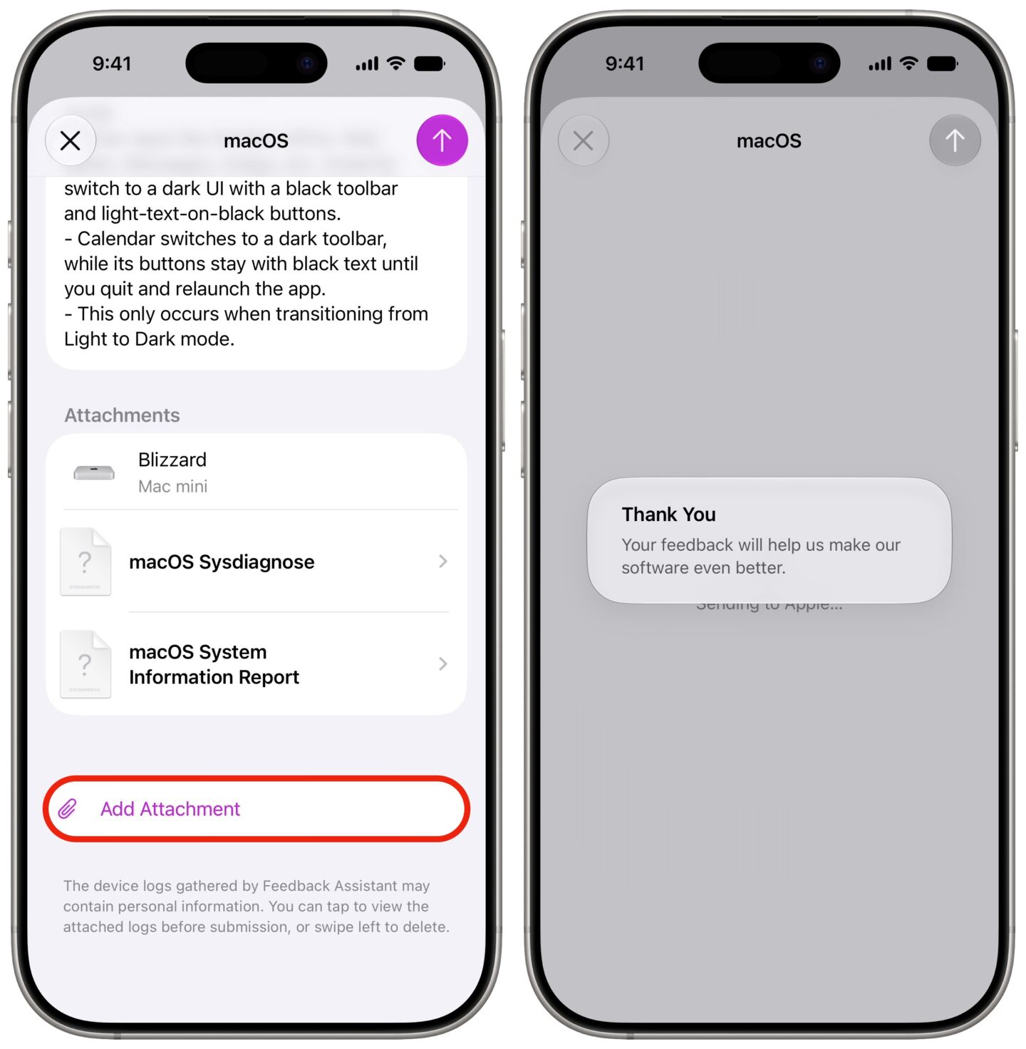 Add Attachment Adding an attachment and submitting the feedback