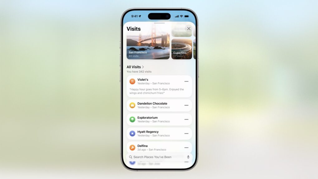 Apple Maps Visited Places