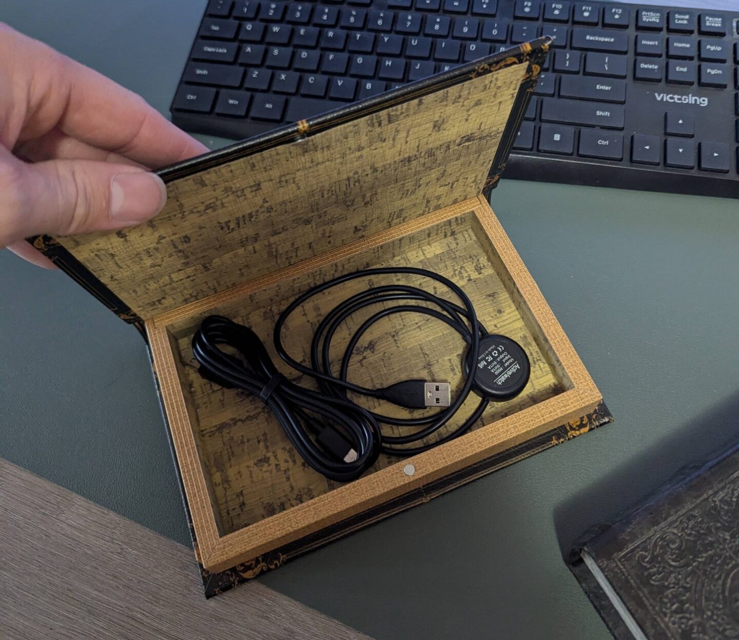 Fake book cable storage box
