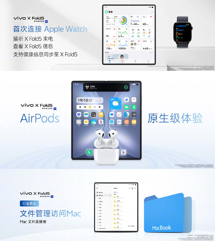 Vivo X Fold 5 features deep Apple ecosystem integration