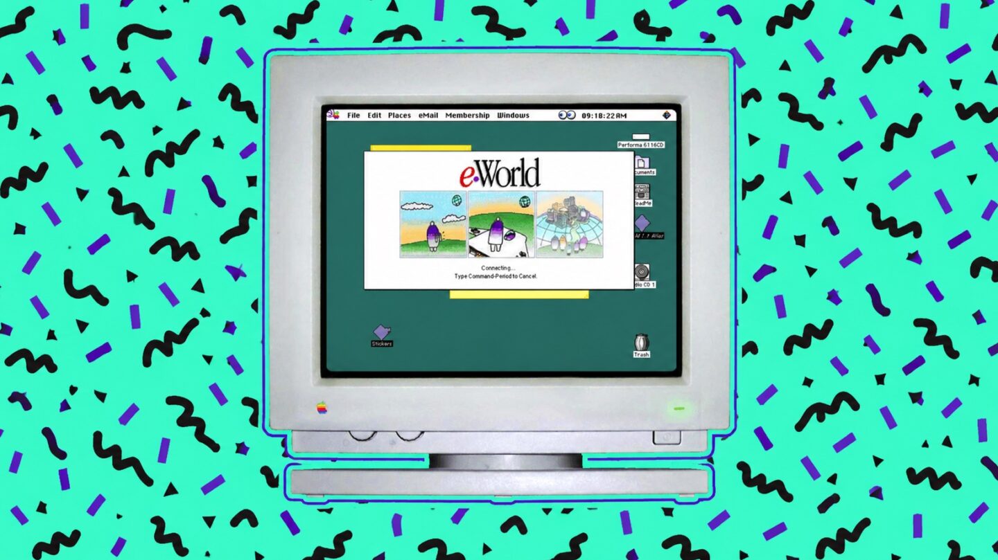 Image of a Mac with "Enter Apple eWorld" on its screen.