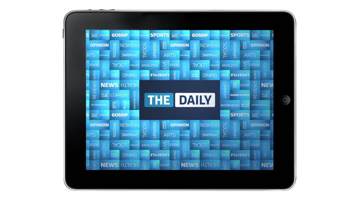 Image of an iPad with The Daily app on it. It was the first iPad-only newspaper.