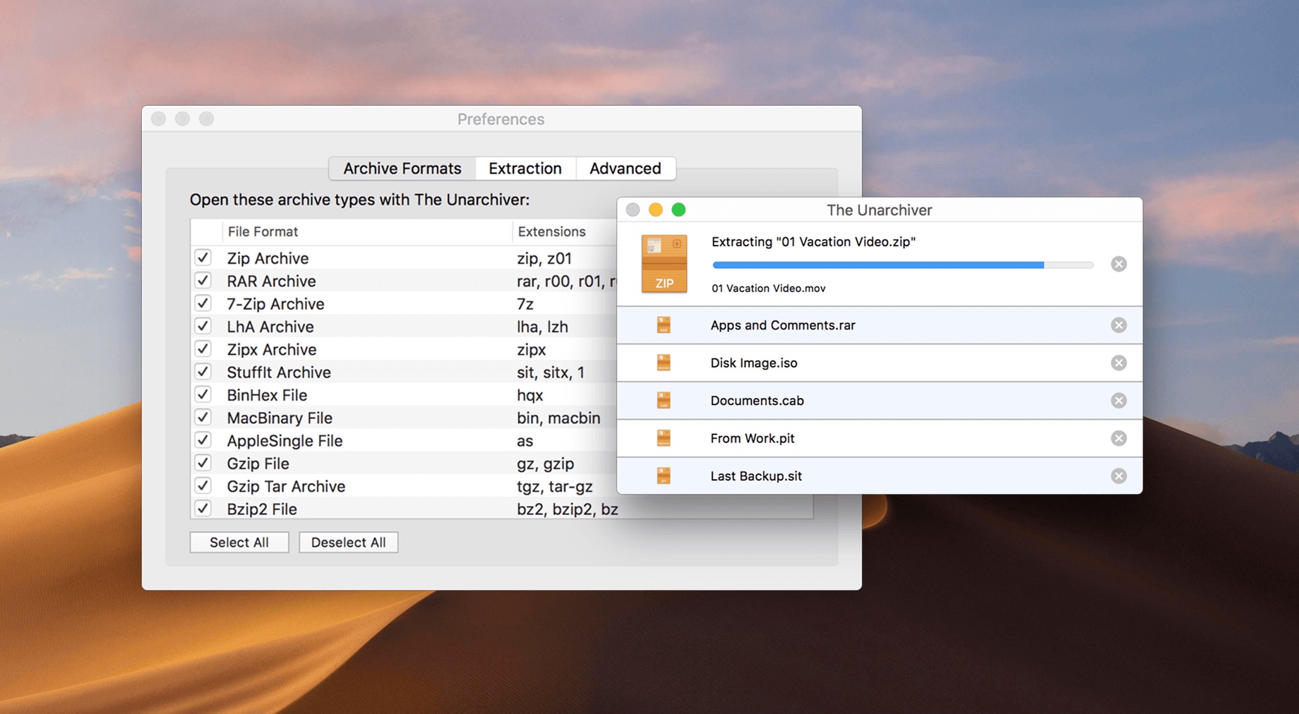 The Unarchiver is a great free zip/unzip utility for Mac.