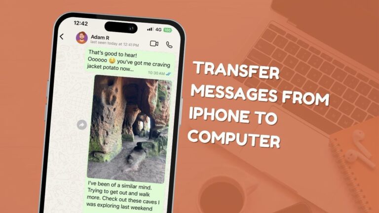 A screenshot of an iPhone with a WhatsApp chat, and the words 