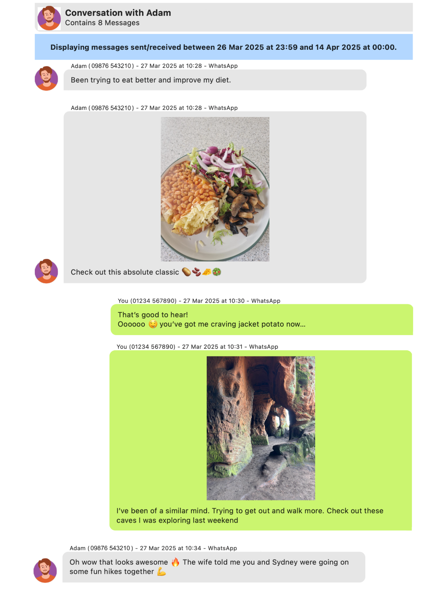 TouchCopy conversation Screenshot of what an exported text message conversation looks like in TouchCopy