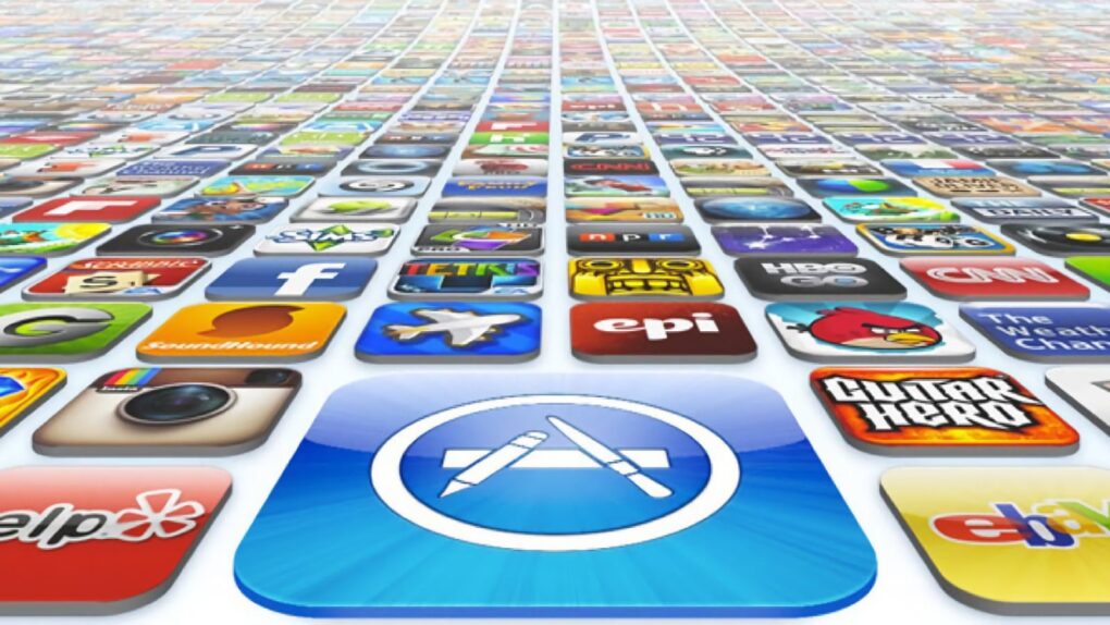 Image of app icons, used to illustrate a story about Apple's App Store hosting 250,000 apps two years after launching