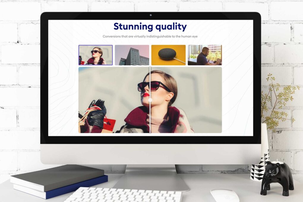 Photo of desktop monitor showing image content in the BabyPNG image compressor software