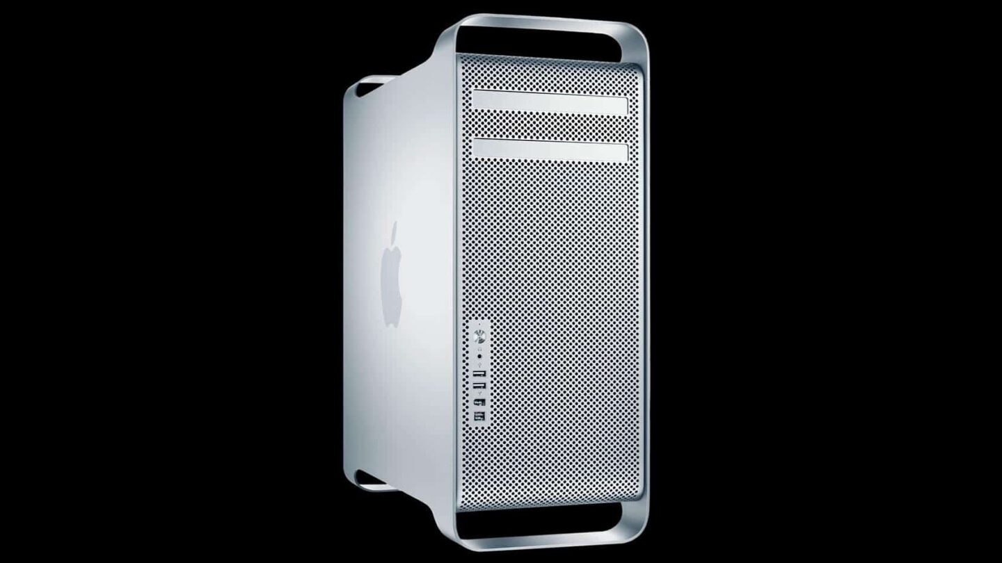 A photo of the first Mac Pro, an impressively expandable workstation that launched in 2006