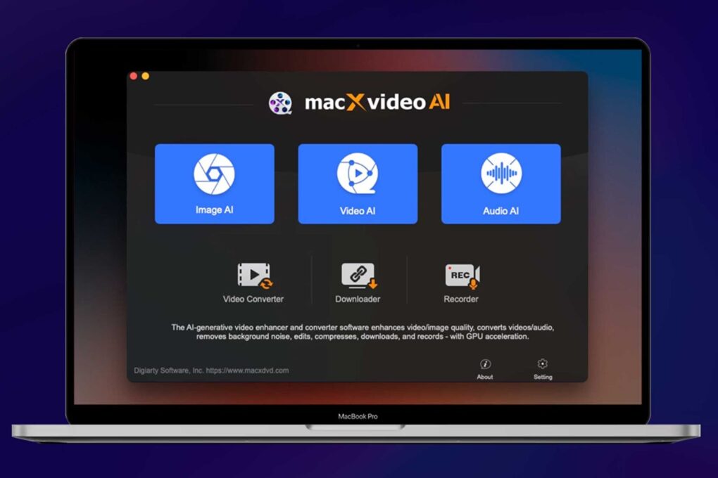 Image of a Mac running Macxvideo AI video enhancer