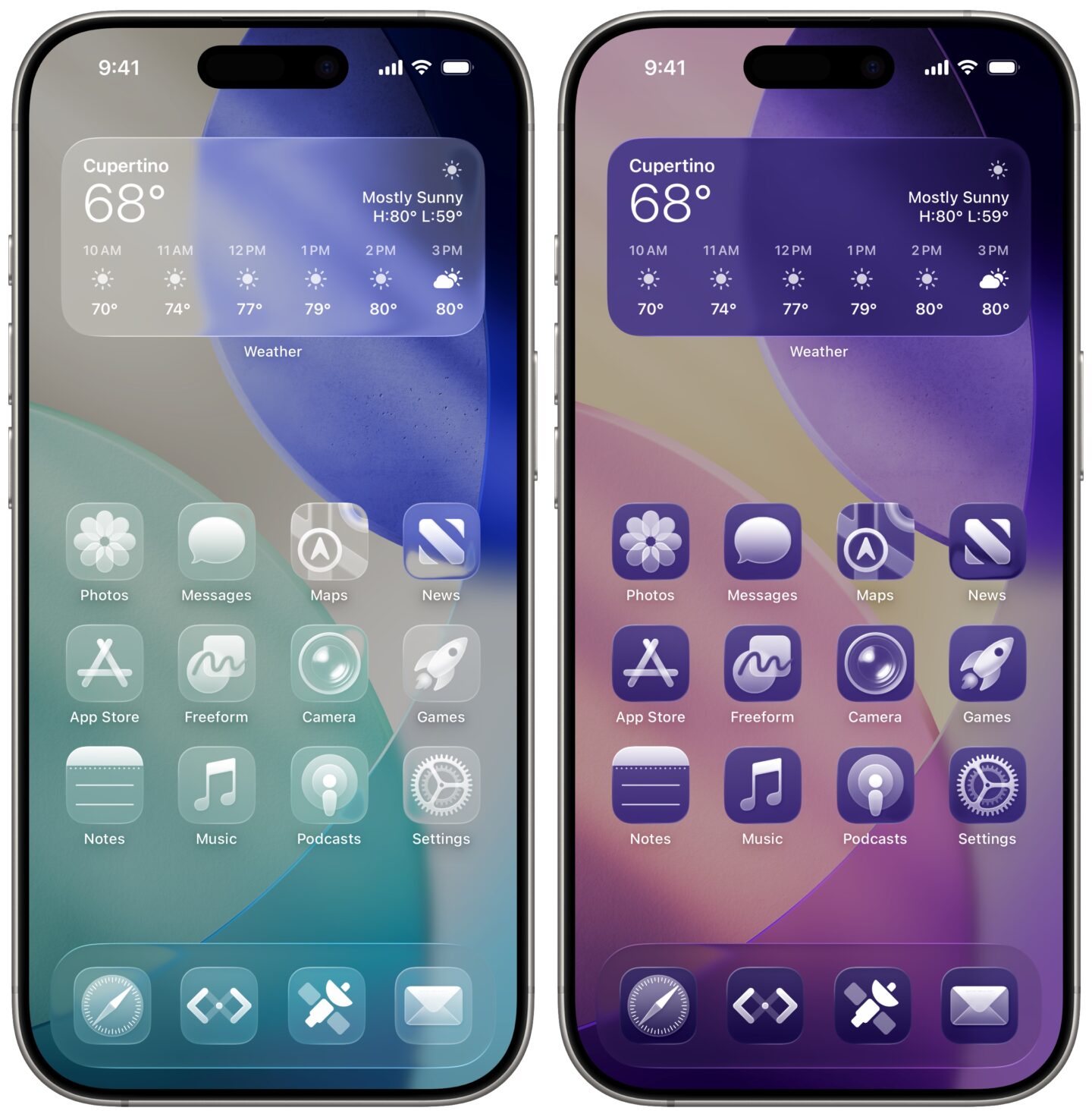 Clear and light tinted Home Screens in iOS 26
