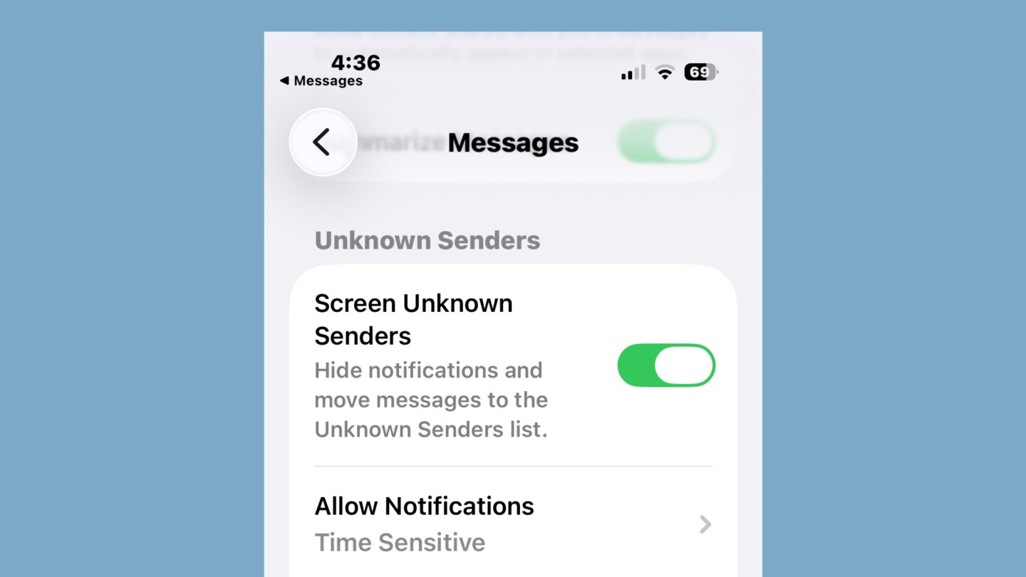 How to block spam text messages: Filter Unknown Senders