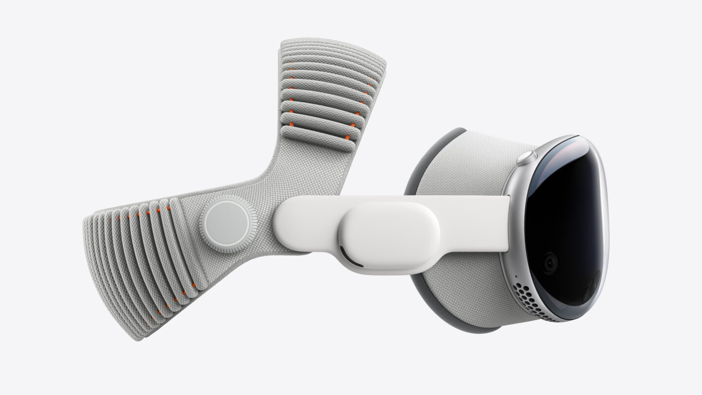 Apple Vision Pro with Dual Knit Band viewed from the side