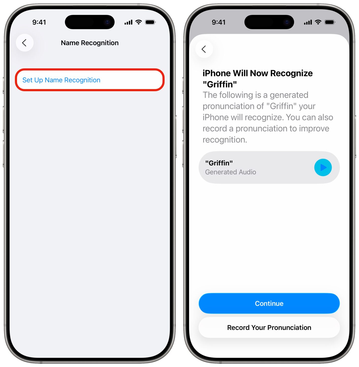 Enabling Name Recognition on iPhone