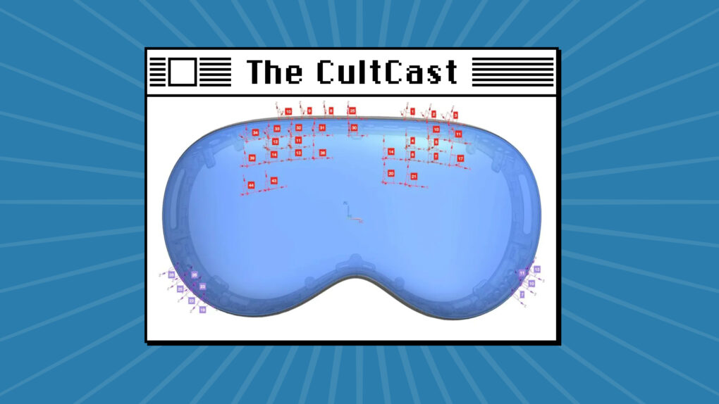 The CultCast logo with an image of a Vision Pro headset from an FCC Apple leak