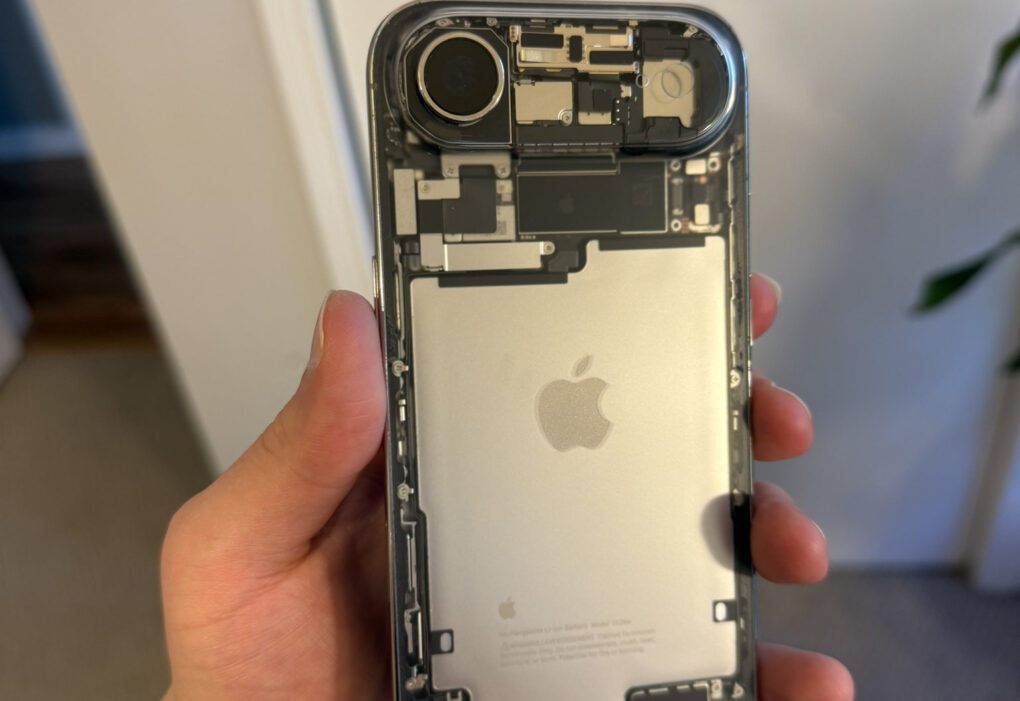 Modified iPhone Air with a transparent back