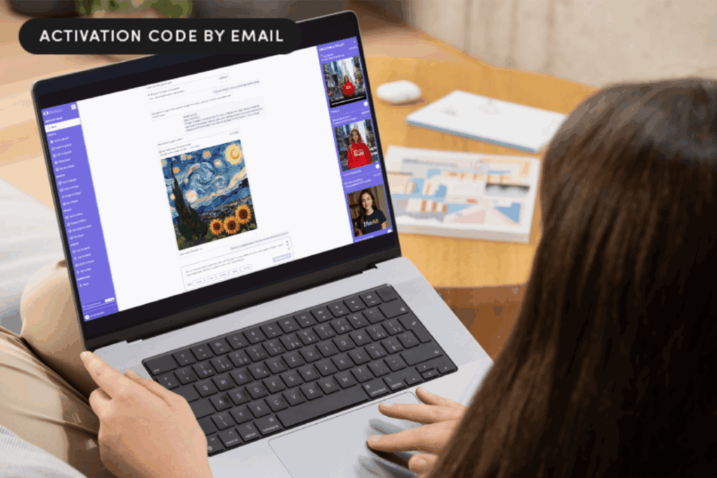 A woman creating content on her laptop.