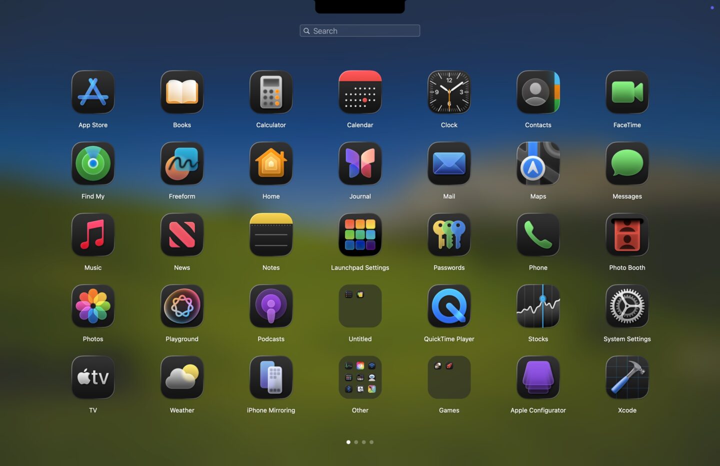 BuhoLaunchpad dark mode Mac screenshot showing Dr.Buho's Finder alternative BuhoLaunchpad in Dark Mode