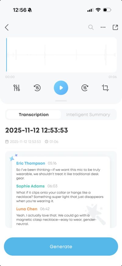 Soundcore Work AI recorder transcriptions