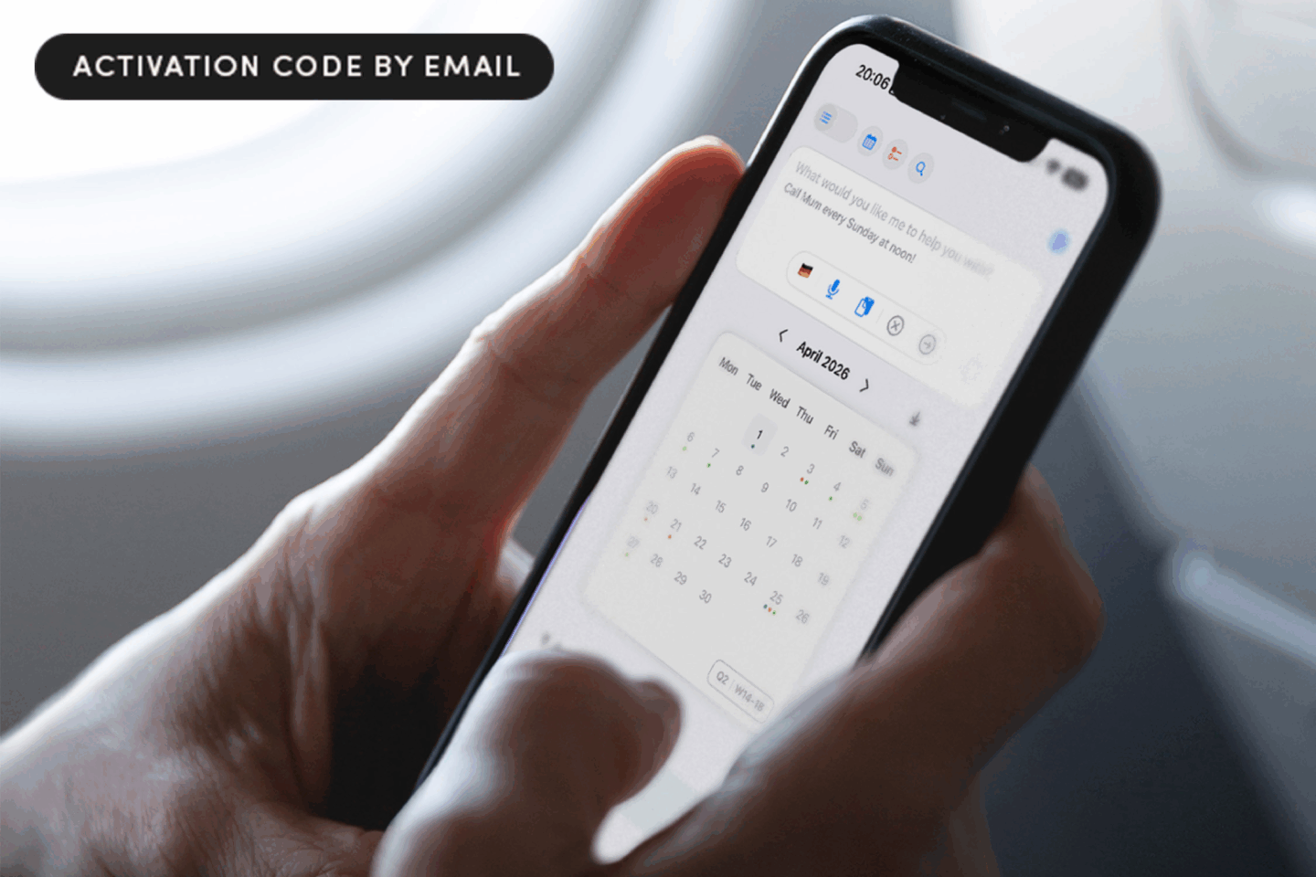 Photo of a person scheduling an event on the calendar of n iPhone using Smart Calendars AI