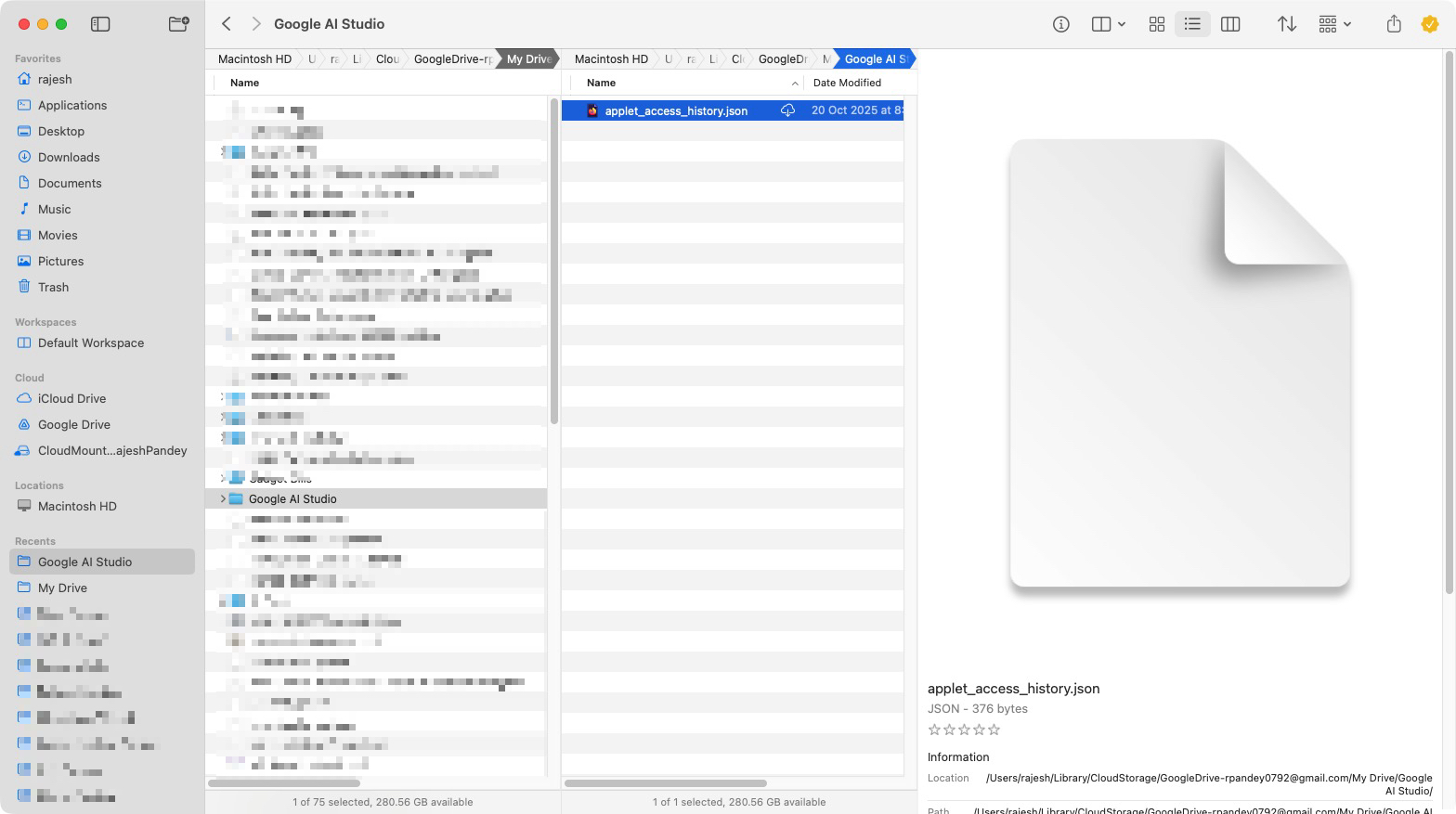 File browsing in Bloom for Mac