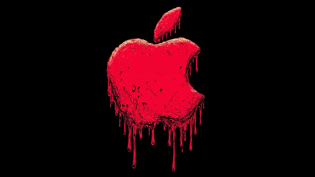 Image of red Apple logo that's melting