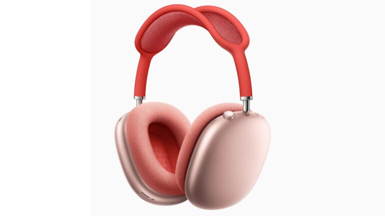Product shot of red AirPods Max, from an Apple press release issued ahead of the product launch.