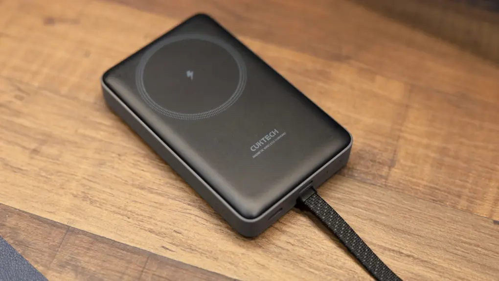 Photo of Cuktech 10,000mAh magnetic power bank sitting on a table