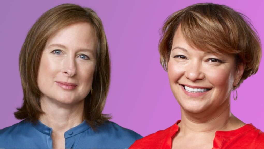 Photos of high-level execs Kate Adams, left, and Lisa Jackson will leave Apple in 2026.