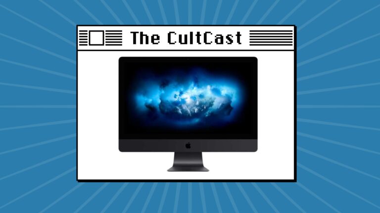 The CultCast logo with an iMac Pro