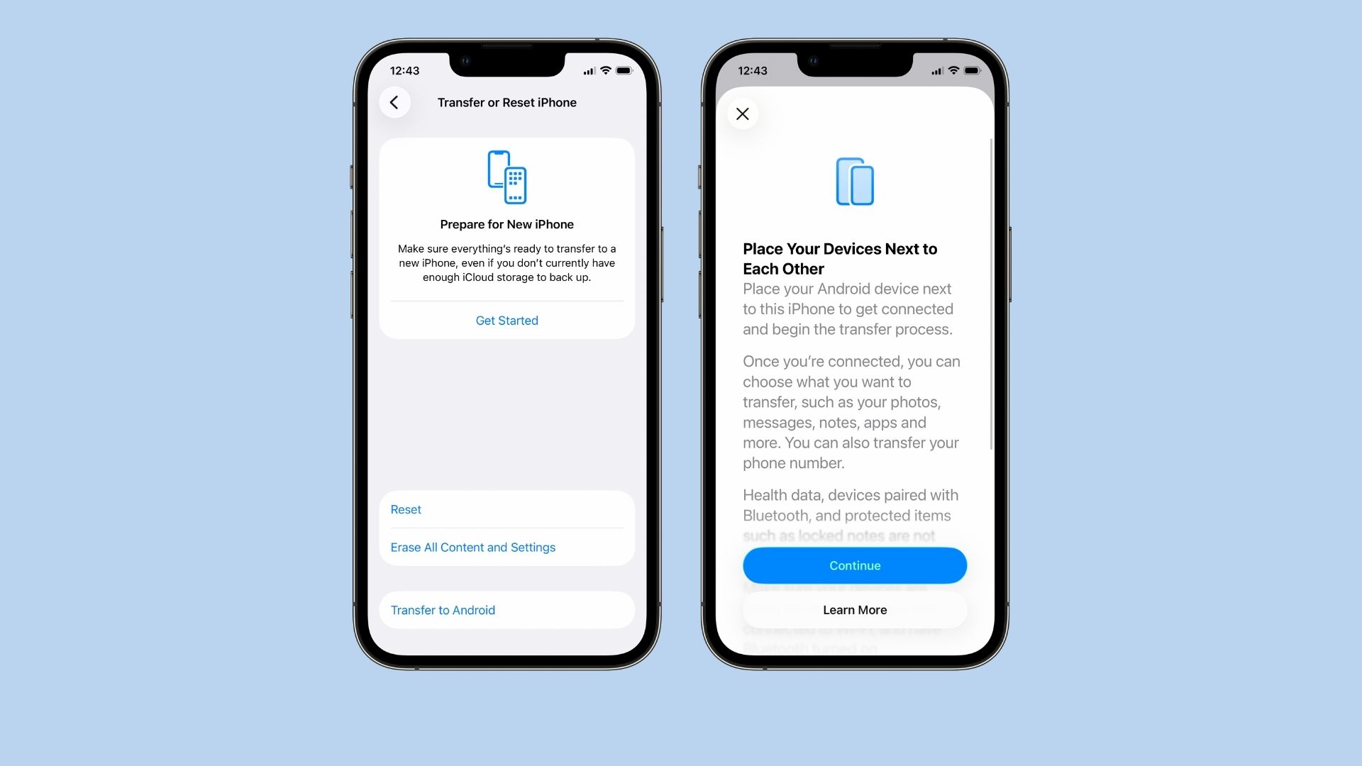 Transfer to Android tool in iOS 26.3 beta 1.