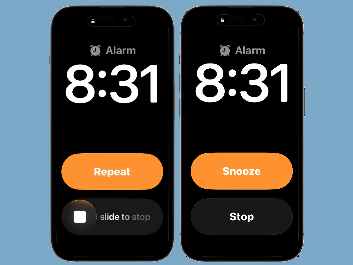 Slide-to-stop iPhone alarm: Before and After Slide-to-stop iPhone alarm change: Before and After