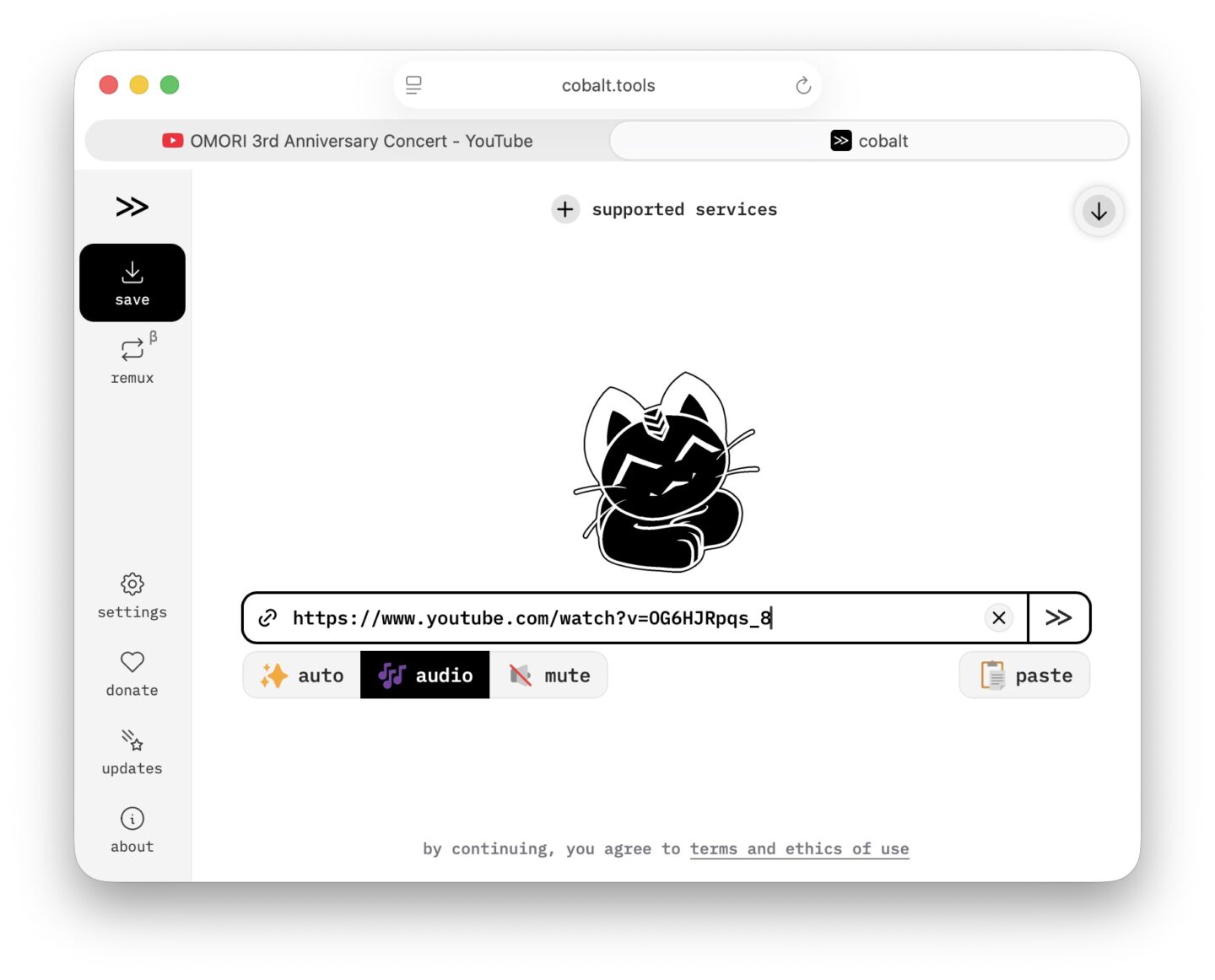 Downloading a YouTube video as audio