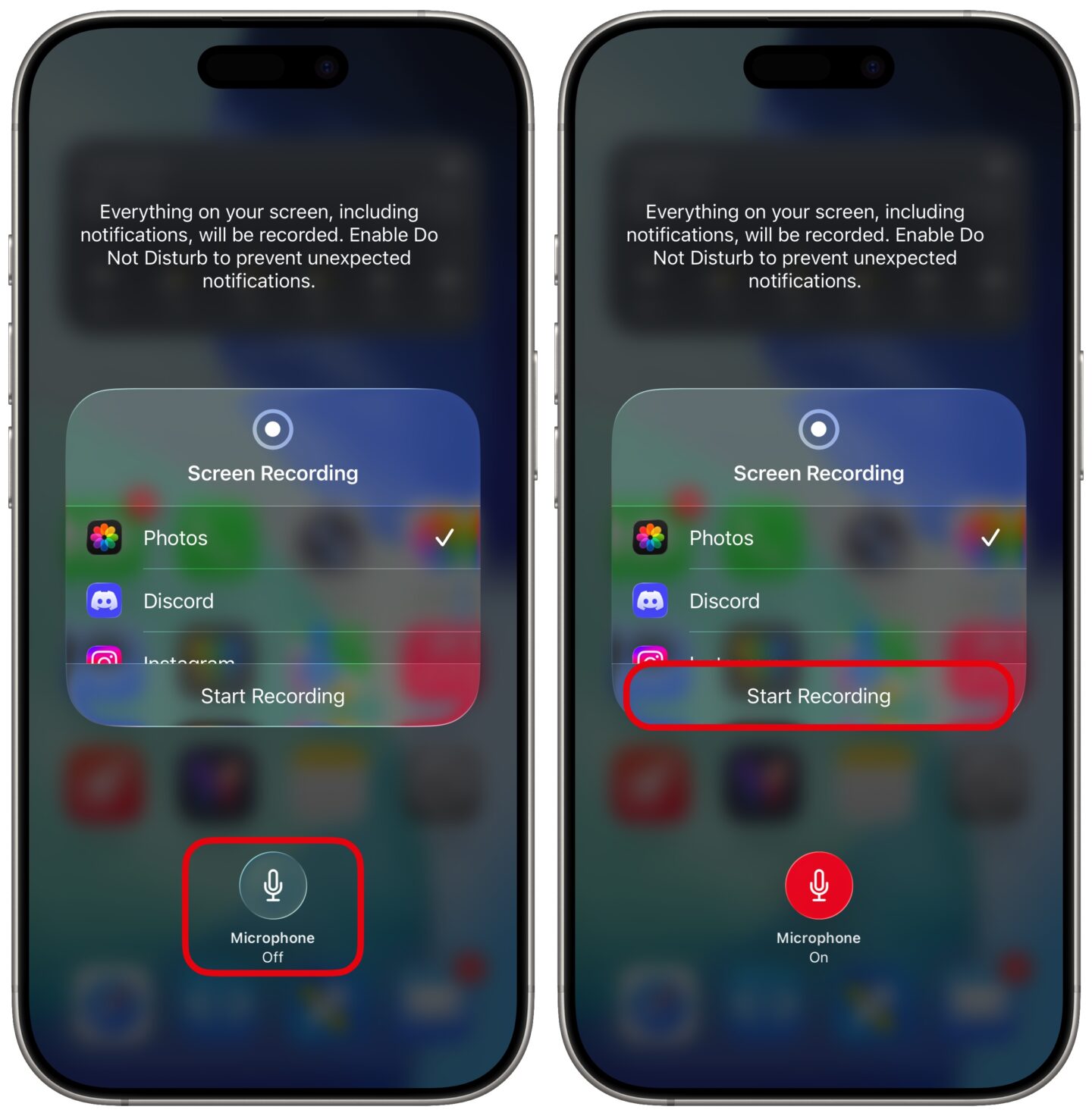 Enabling microphone and starting a recording
