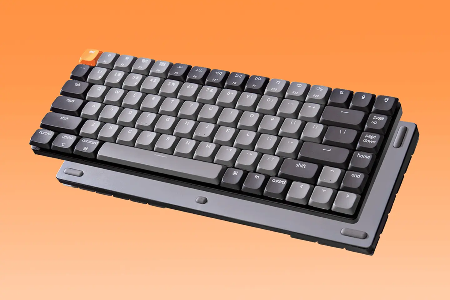 Mechanical keyboard on an orange background