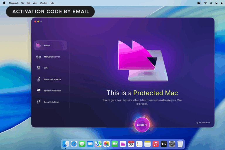 Screenshot of MacPaw Moonlock security app running on a Mac screen