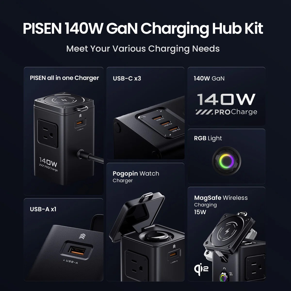 Pisen 140W Mega Charging Hub uses Pisen 140W Mega Charging Hub uses