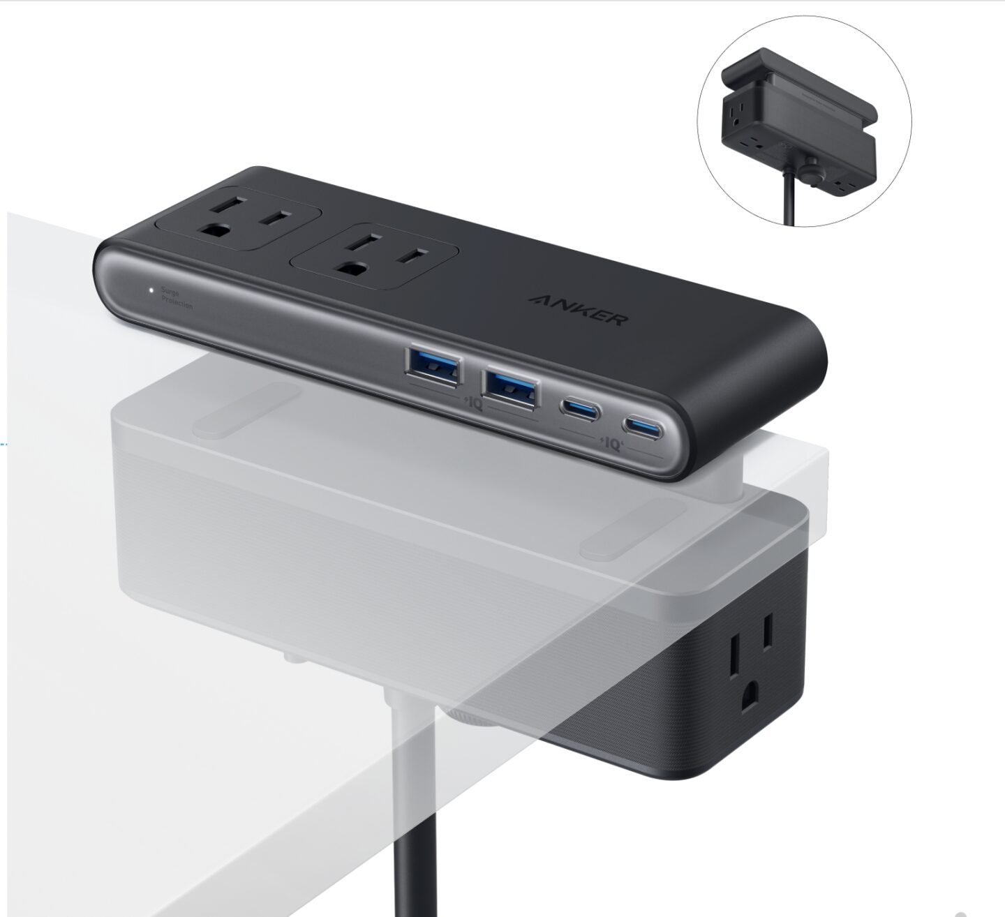 Product shot of Anker Nano Power Strip (10-in-1, 70W, Clamp)