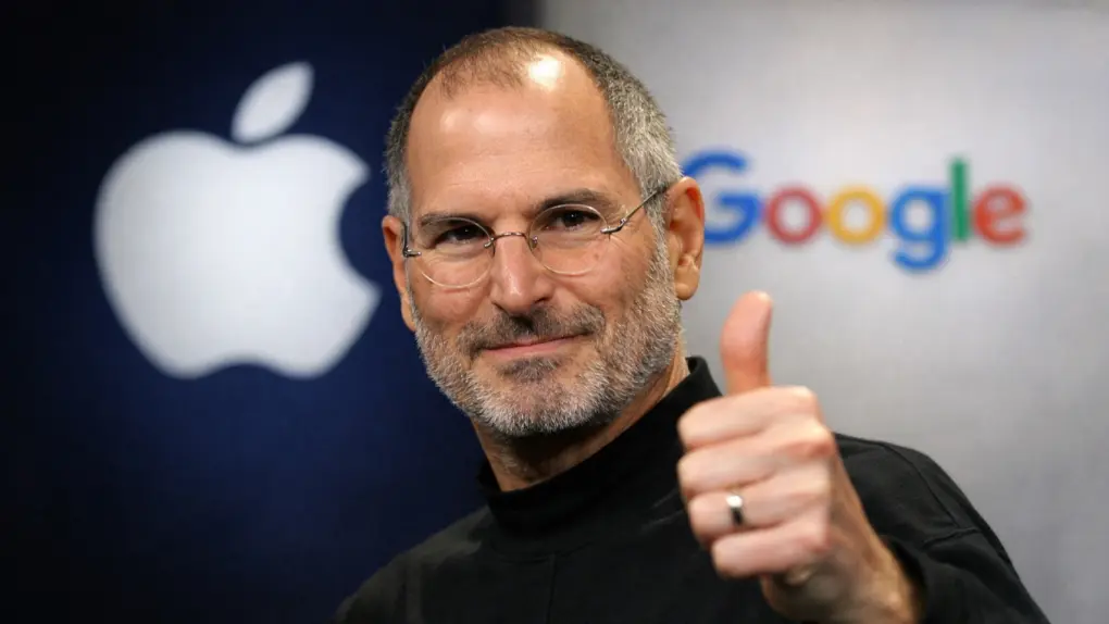 An AI image of Apple co-founder Steve Jobs giving a thumbs up in front of Apple and Google logos, used to illustrate an opinion piece about how he would have approved building Google's Gemini AI into Siri.