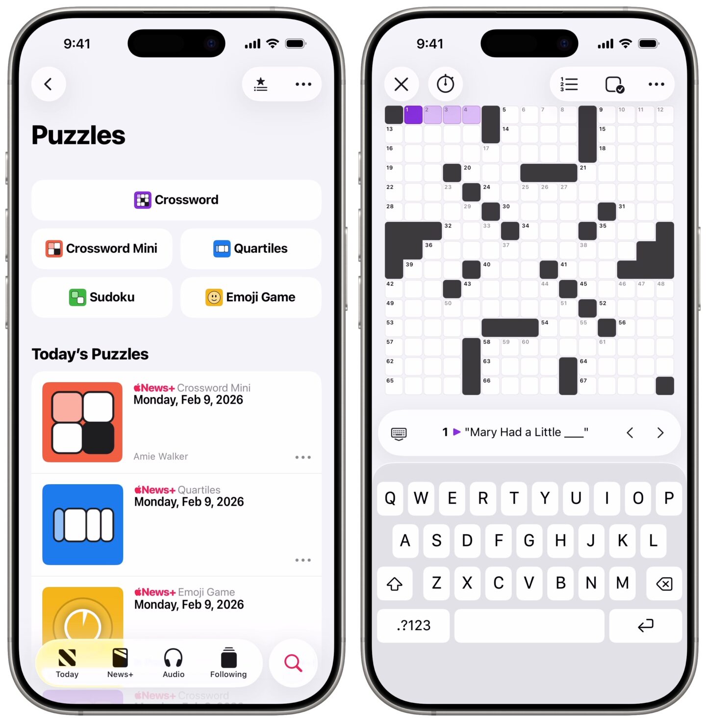 Daily puzzles in Apple News