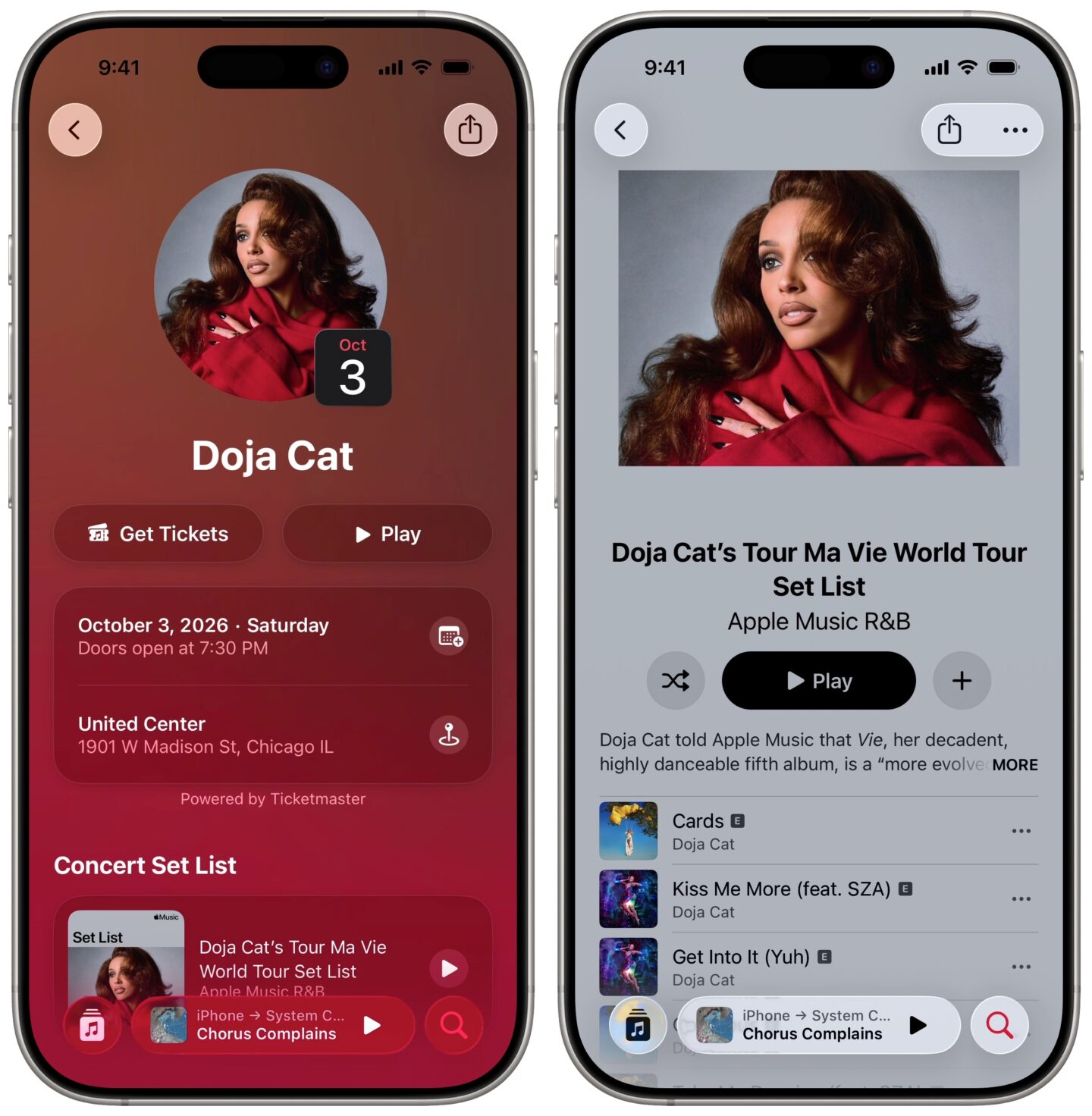 Concert Detail View Detail view of a concert, and its set list