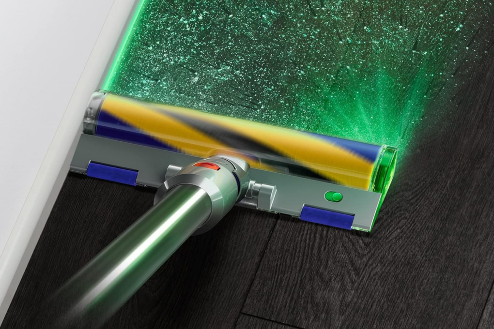 Creative image shows suction power of Dyson V15 Detect stick vacuum