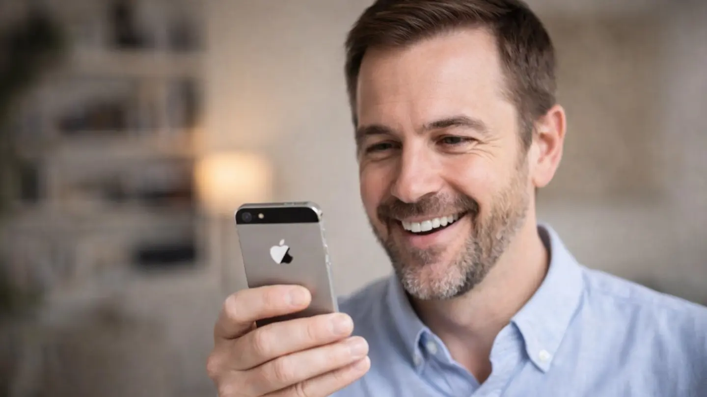 AI-generated image of a man holding an old iPhone, used to illustrate a story on how Apple just killed the myth of iPhone planned obsolescence