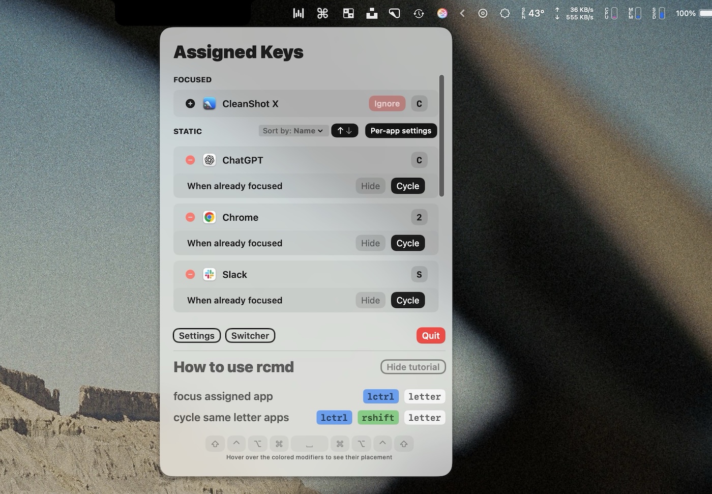 Assigned keys options in rcmd.