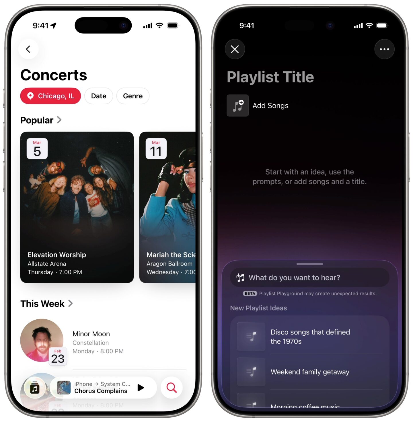 New features in Apple Music: Concerts and Playlist Playground