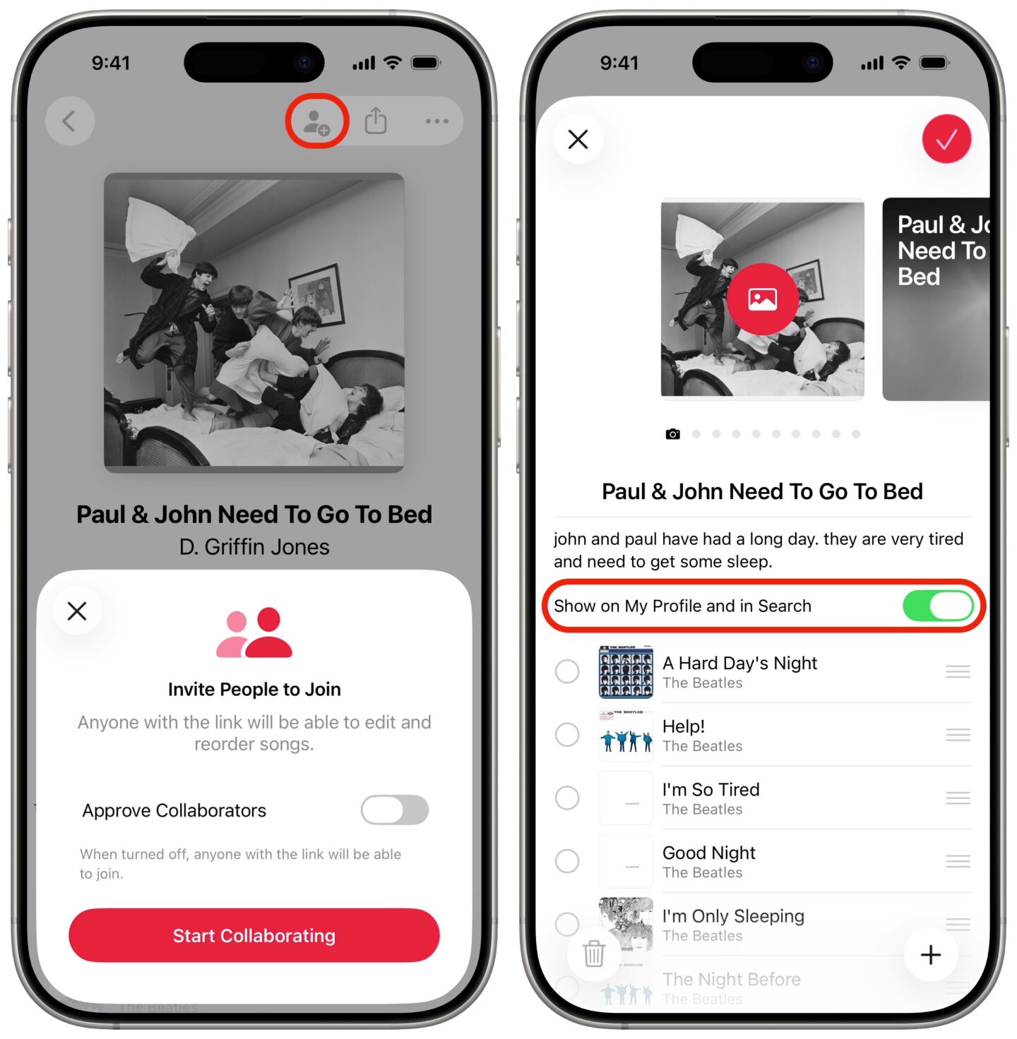 Collaborating on a playlist, and publishing it on Apple Music