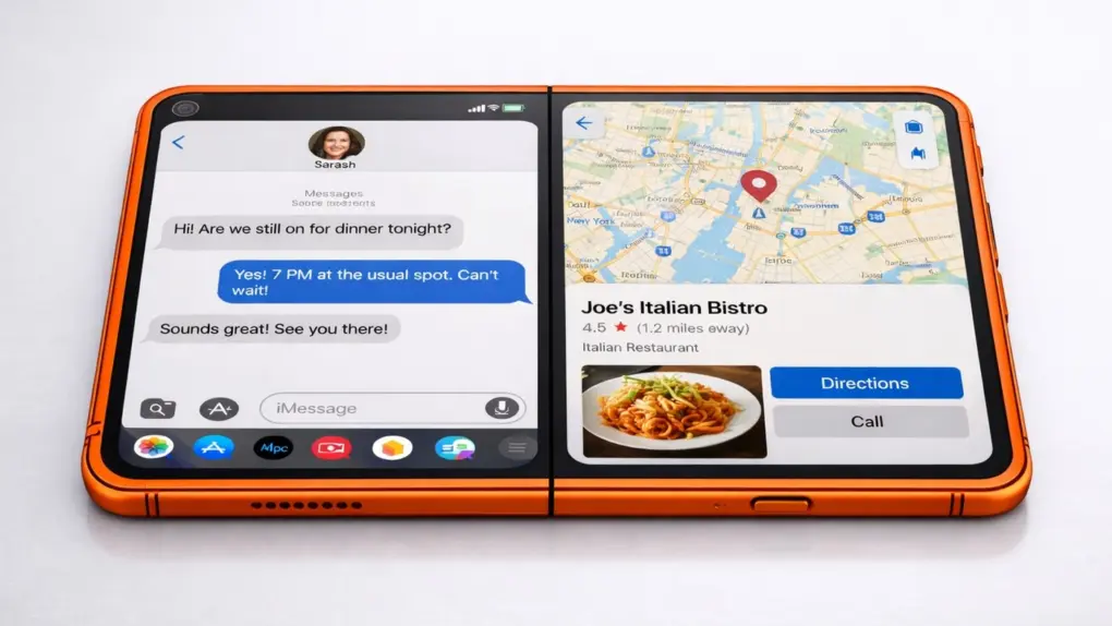 Folding iPhone multitasking: Planning dinner