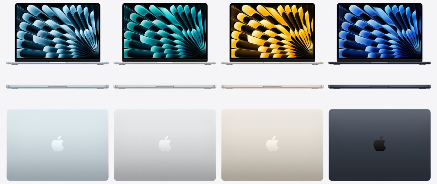 MacBook Air Colors Color options on the MacBook Air: Sky Blue, Silver, Starlight and Midnight