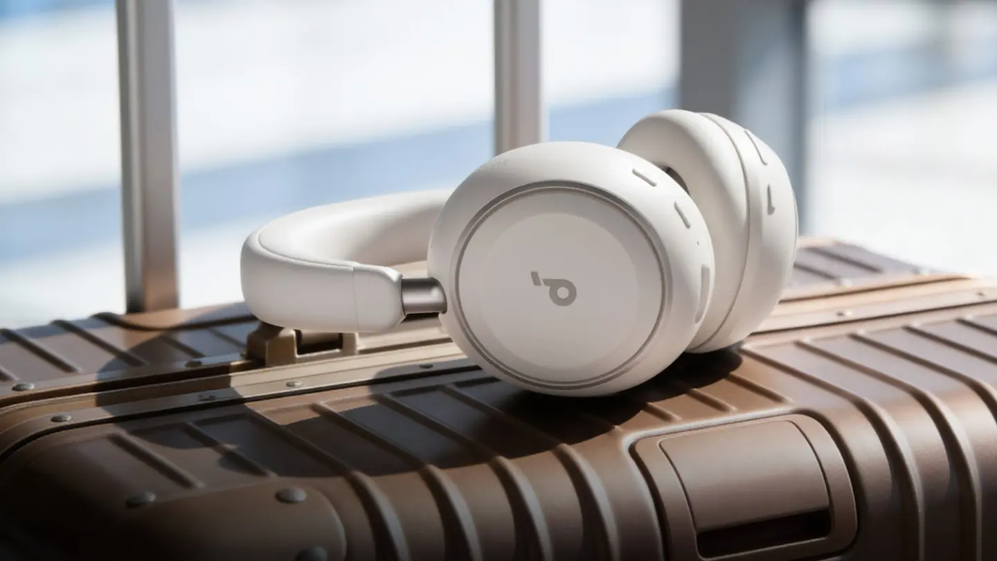 Soundcore Space 2 headphones on suitcase