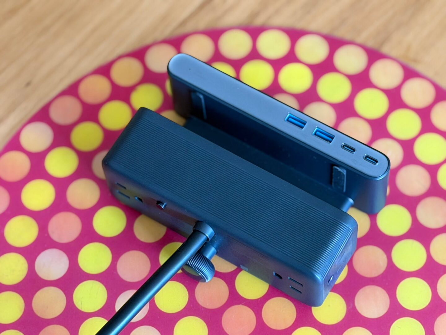 Anker Nano Power Strip (10-in-1, 70W, Clamp) below the desk Photo of Anker Nano Power Strip (10-in-1, 70W, Clamp) showing the portion that sits below the desk