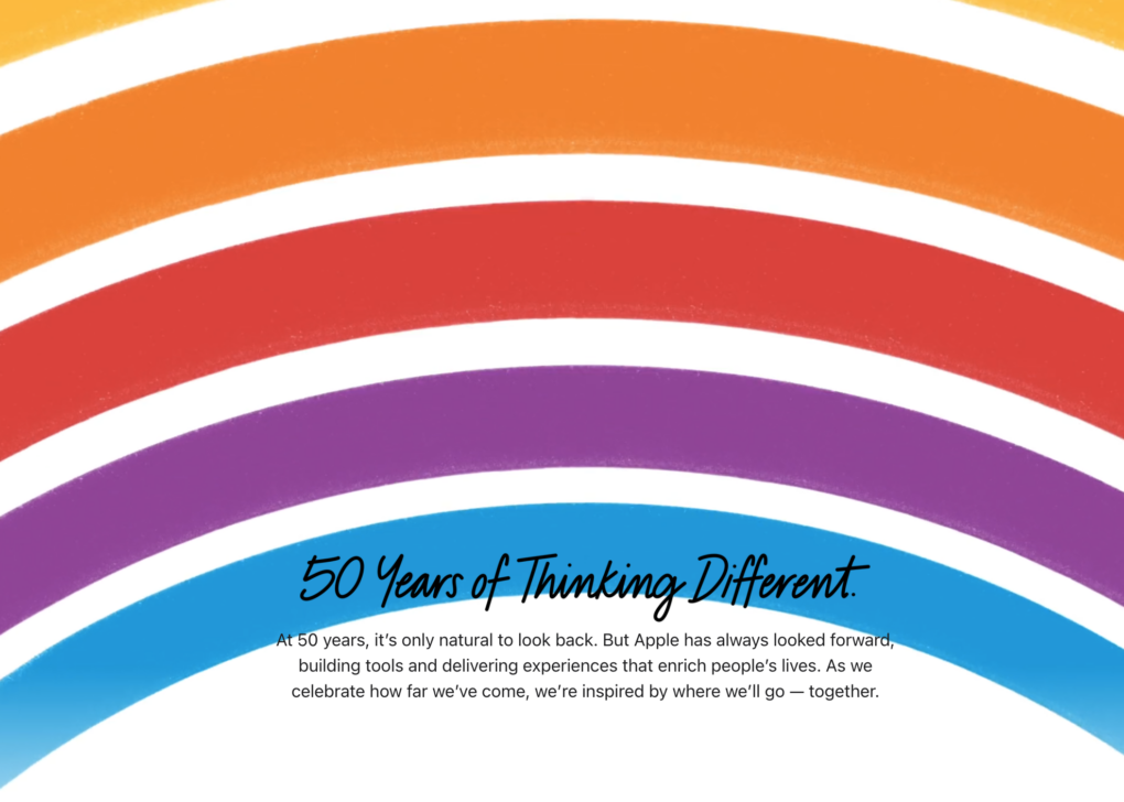 Apple 50th homepage video rainbow logo